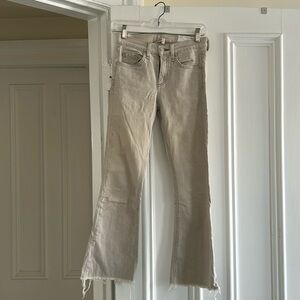Rag & Bone flare jeans beige high waisted raw hem